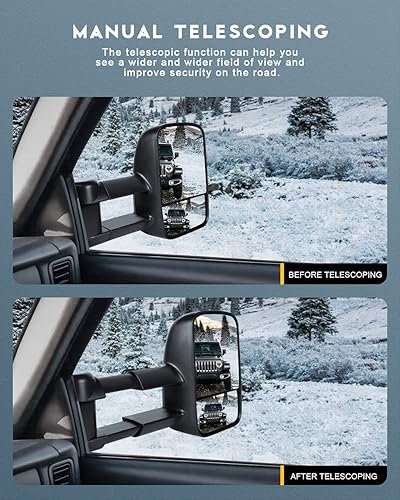 Miniatura 10 de OCPTY Espejos de remolque manuales, telescópicos, retrovisores de remolque izquierdo y derecho para 1999-2006 para Chevy Silverado para Gmc Sierra