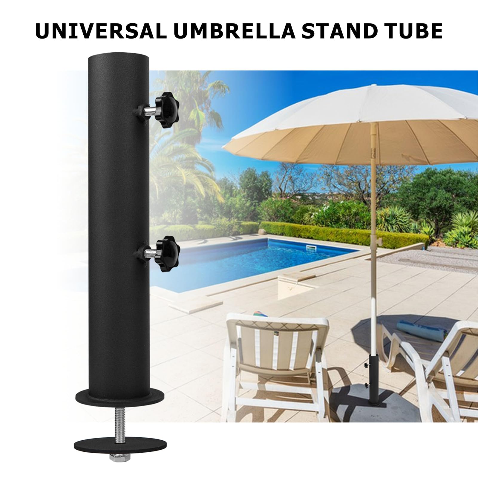 VANROUG Universele granieten paraplustandaard buis, stenen paraplu buisbasis voor buiten, Heavy Duty Parasolbasis, Paraplu Pole Mount Stand Tube Set, Tafel Paraplu Tube Beugel, DIY Paraplu Stand