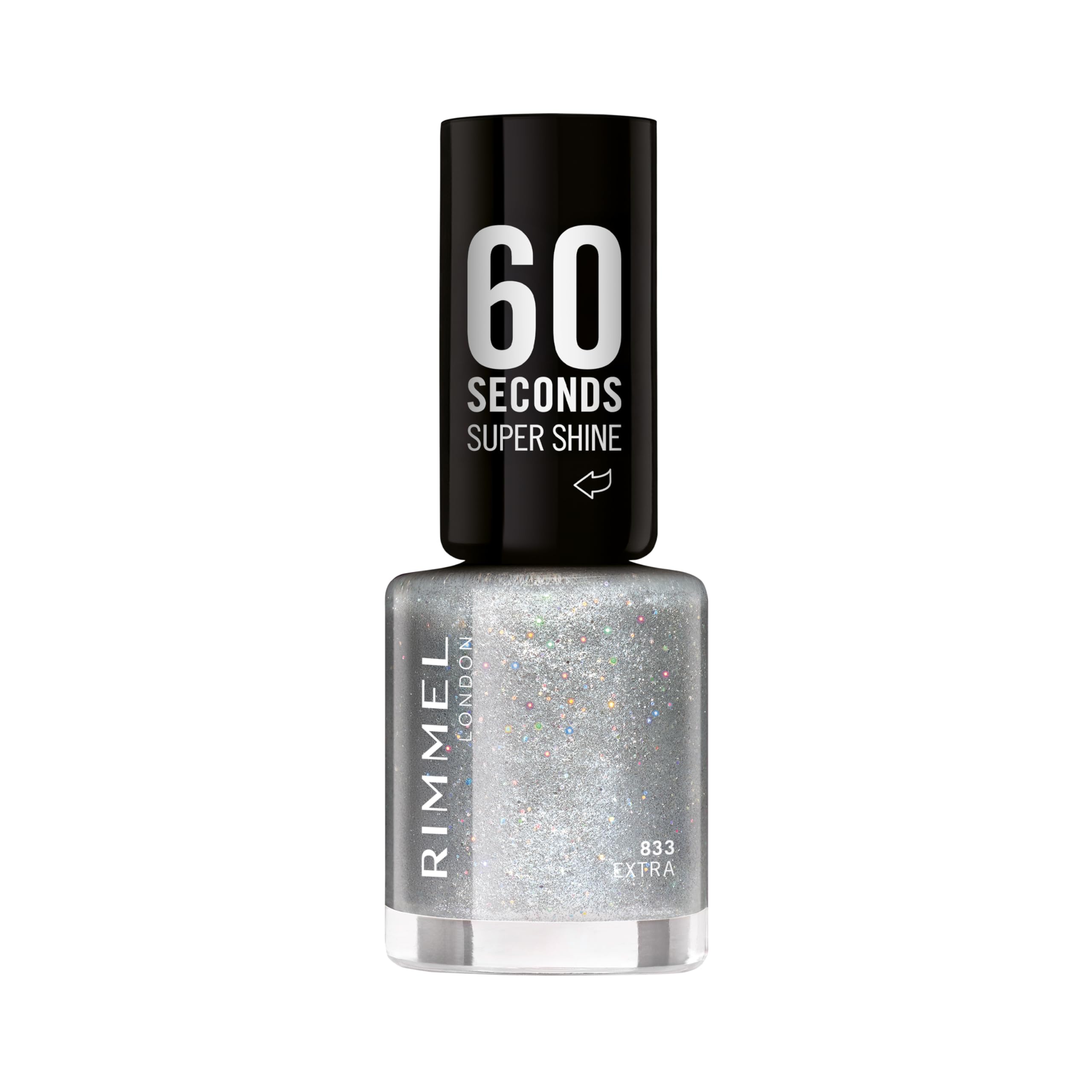 Rimmel 60 Seconds Glitter Nail Polish, 833 Extra, 8 ml