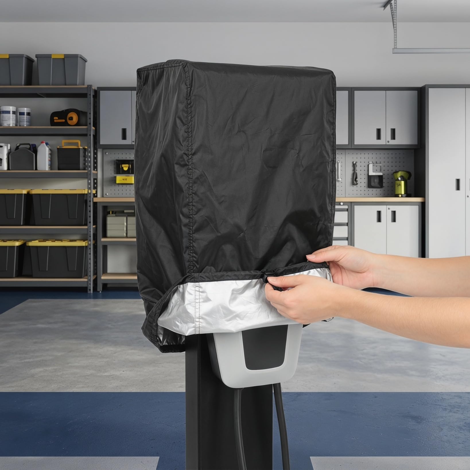 Healeved Housse Protection Borne De Recharge pour Véhicule Électrique Imperméable Et Anti-Poussière Compatible avec La Pluie Installation Facile 70.00 X 35.00 X 35.00 Cm pour Chargeur Extérieur