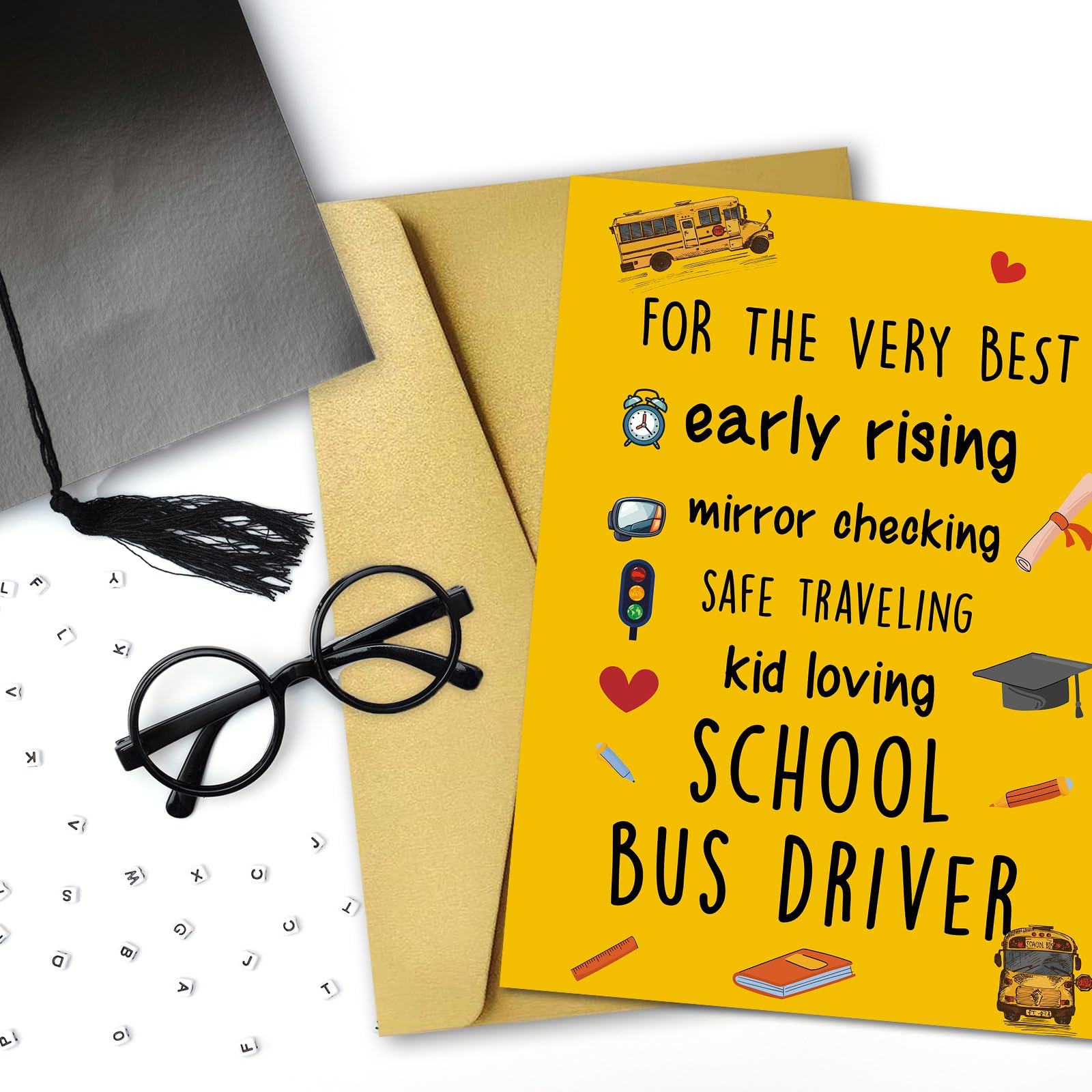 Unique School Bus Driver Thank You Card,Large Bus Driver Appreciation Cards,Thank You Card Gifts for School Bus Driver Retirement Gifts,Funny Thank You School Bus Driver Gifts