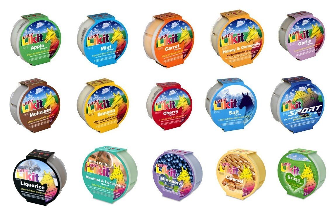 Likit Little Likit Horse Lick Flavoured Treat - 250g X 24 Pack | 15 Flavours | Incl. Guide and Hold Le Cherry