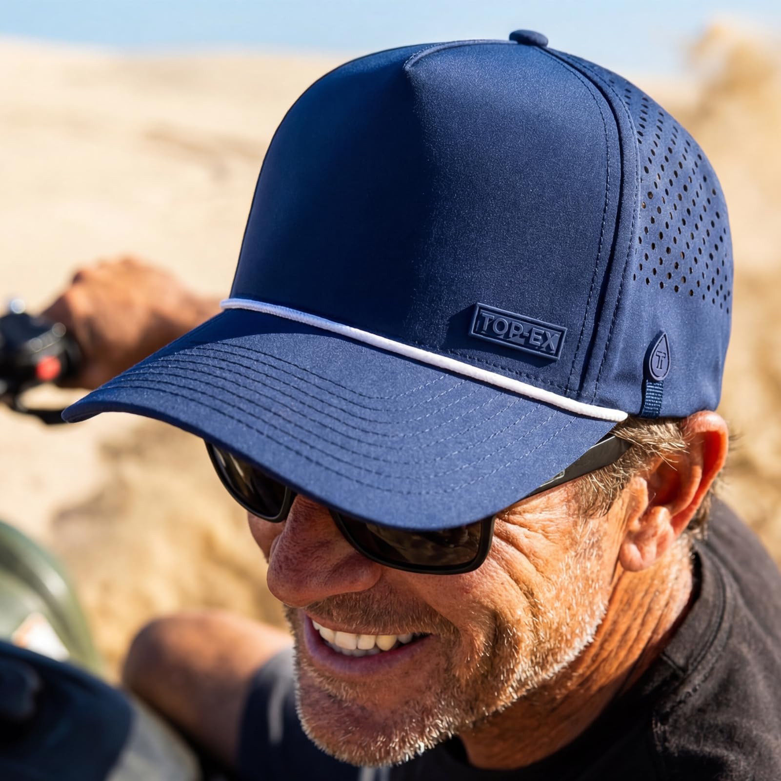 TOP-EX Gorra para hombre con correa, gorra de snapback, resistente al agua, protección UV, transpirable, gorra de golf, gorra deportiva de verano