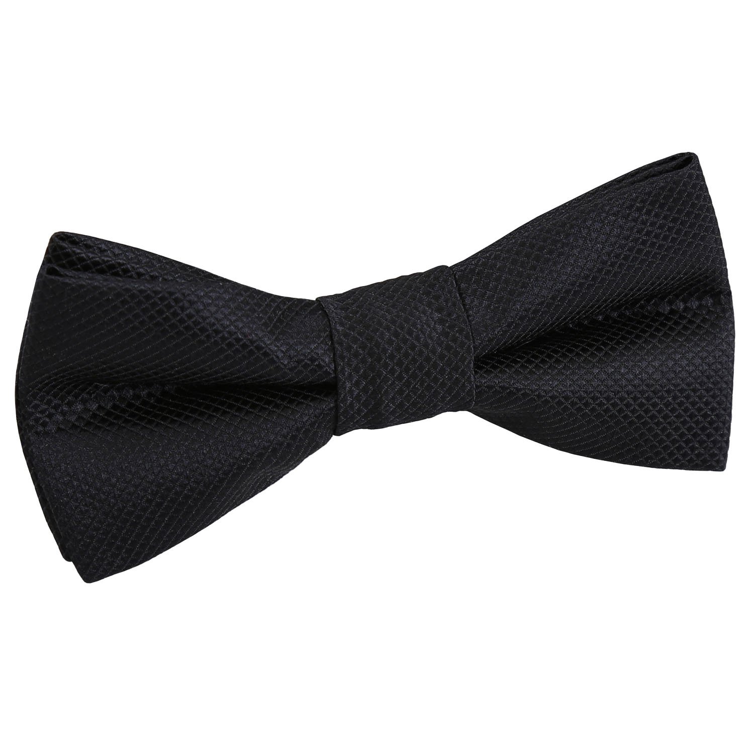 DQT Boys Solid Check Pre-Tied Bow Tie - Wedding Pageboy Formal - Black