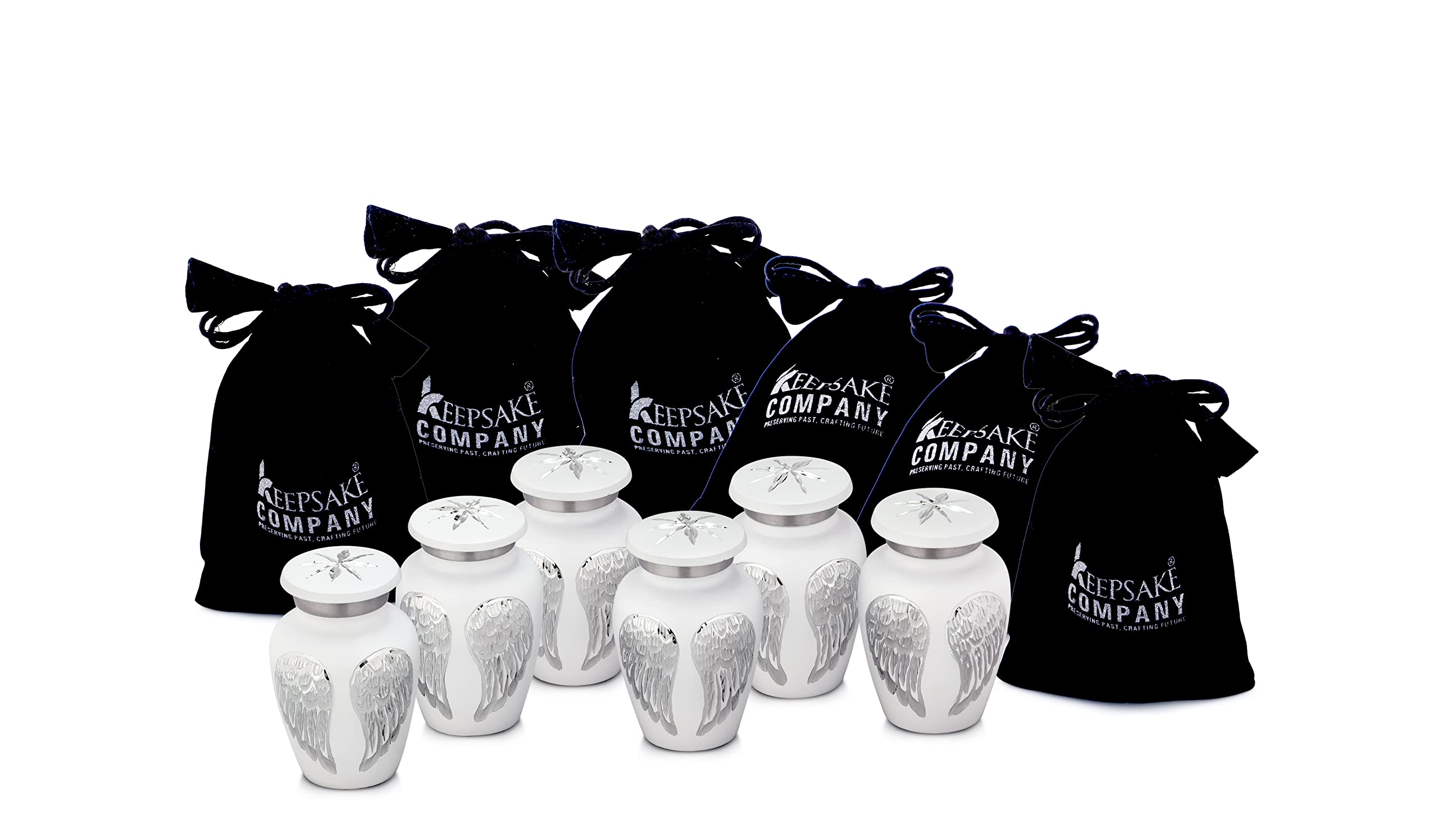 White Small Urn for Ashes, Small Urns for Human Ashes - Adult Small Keepsake Urns - Mini Ashes Urn - Mini Urn for Ashes - Miniature urns for Ashes - Mini Ash Urn - - Set of six/6 by Keepsake Co