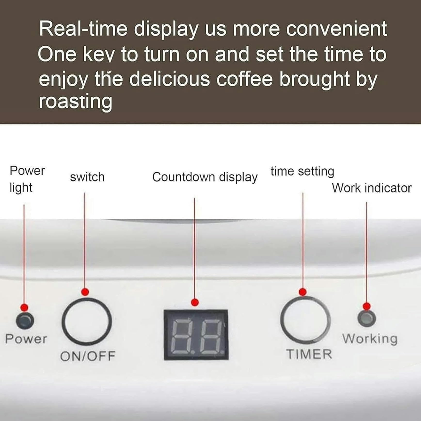 Toretore di Chicco di caffè Elettrico - 300 G di capacità, Torrente con Regolazione Automatica della Temperatura - Tempo da 1 A 60 Minuti, Torretore - Popcorn di Arachidi E Anacardi
