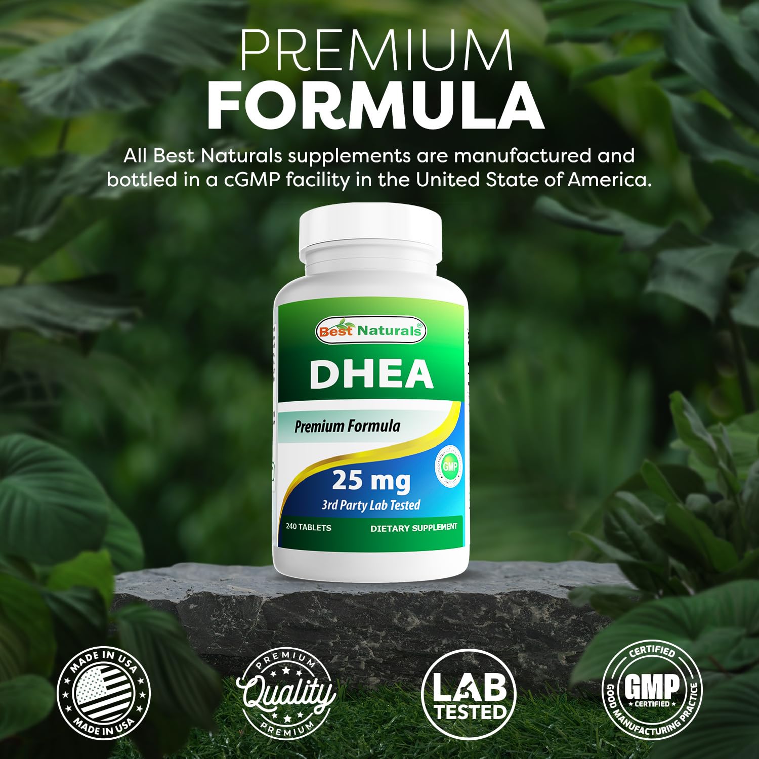 Best Naturals Dhea 25mg Supplement 240 Tablets - Supports Balanced Hormone Levels for Men & Women - Promotes Healthy Aging - USA Manufactured — Amazon image 5