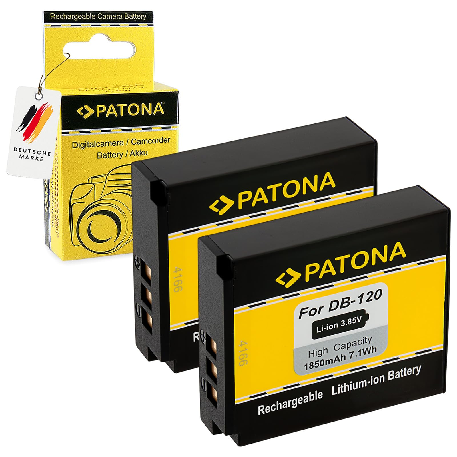 PATONA 2X Akku Ersatz für Ricoh DB-120 GR IV, 1850mAh Li-Ion Doppelpack