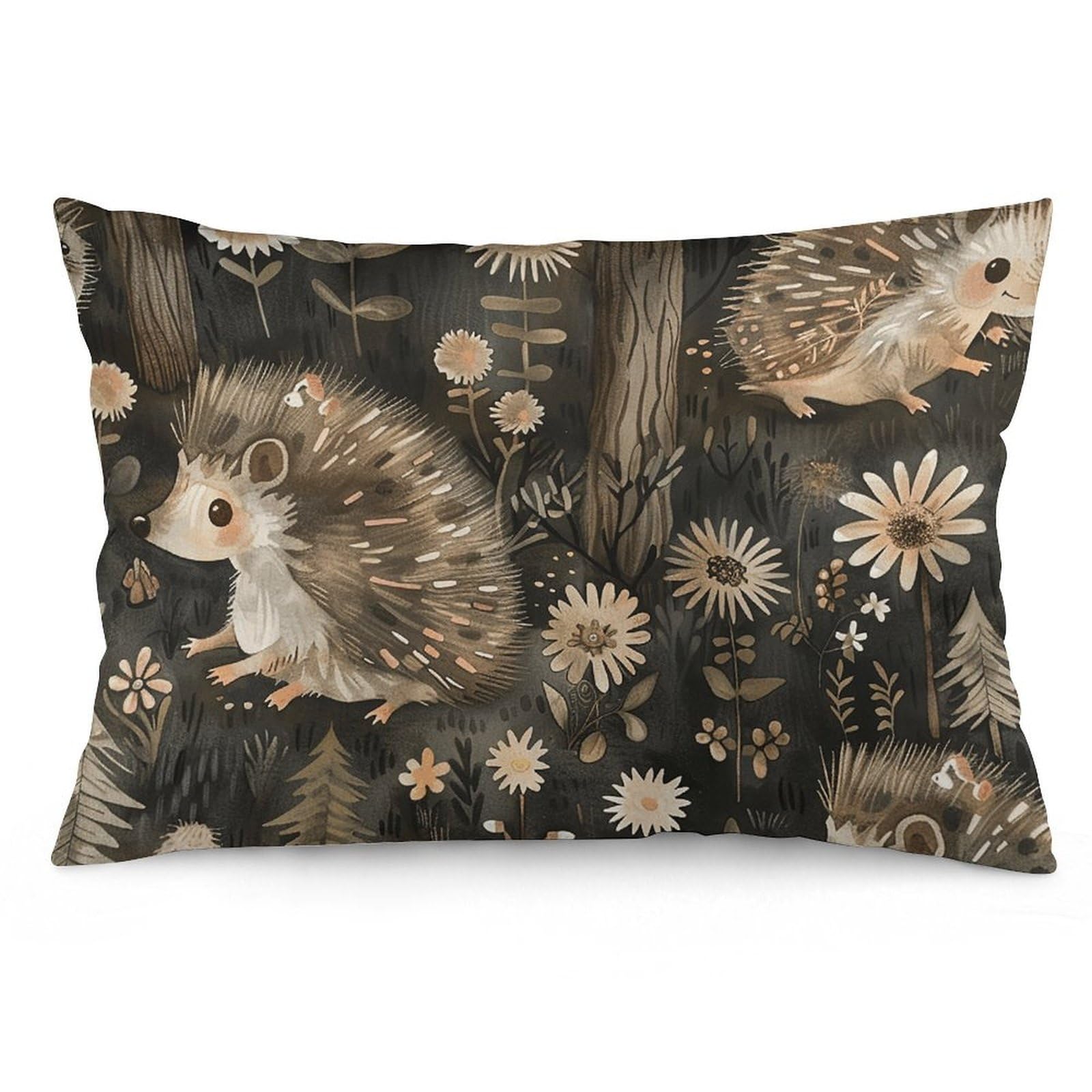 NTVOWPZO 2 Pack Decoration Throw Pillow Covers 16 "x24 Pillowcases Covers Gray Hedgehog Pillowcases Modern Farmhouse Home Decor Sofa Cushions Covers for Couch Bed Living Room