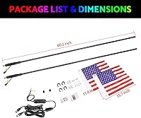 Vista 5 de 2 látigos de luz LED de 5 pies con bandera control remoto ahumado luz RGB de persecución todoterreno antena iluminada LED látigos para UTV ATV RZR