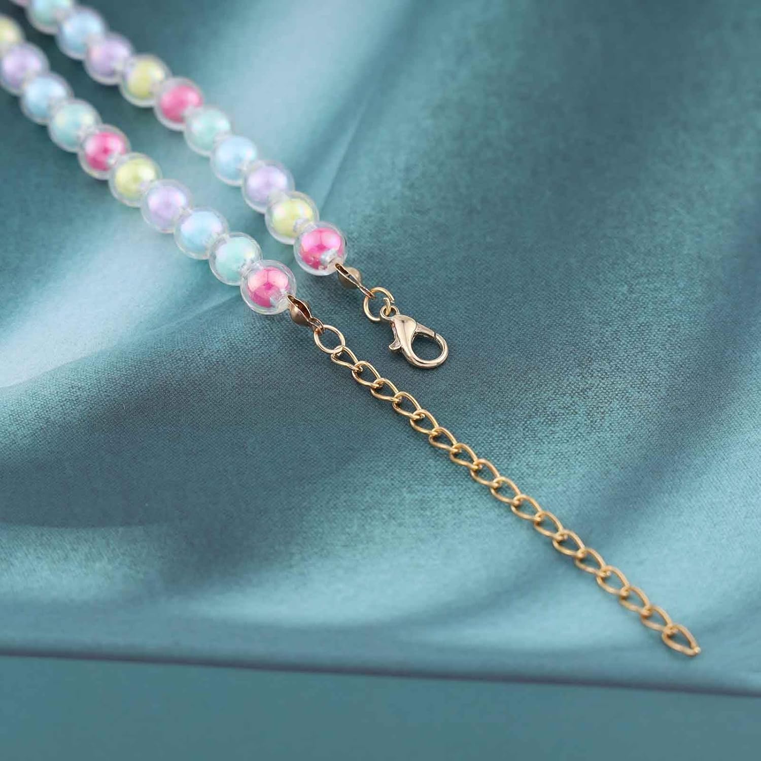 Boho Colorful Seed Bead Choker Necklace Candy Bead Necklace Rainbow Glass Bead Necklace Rice Bead Chain Necklace Beach Choker Necklace Chain Jewelry for Women - Image 6