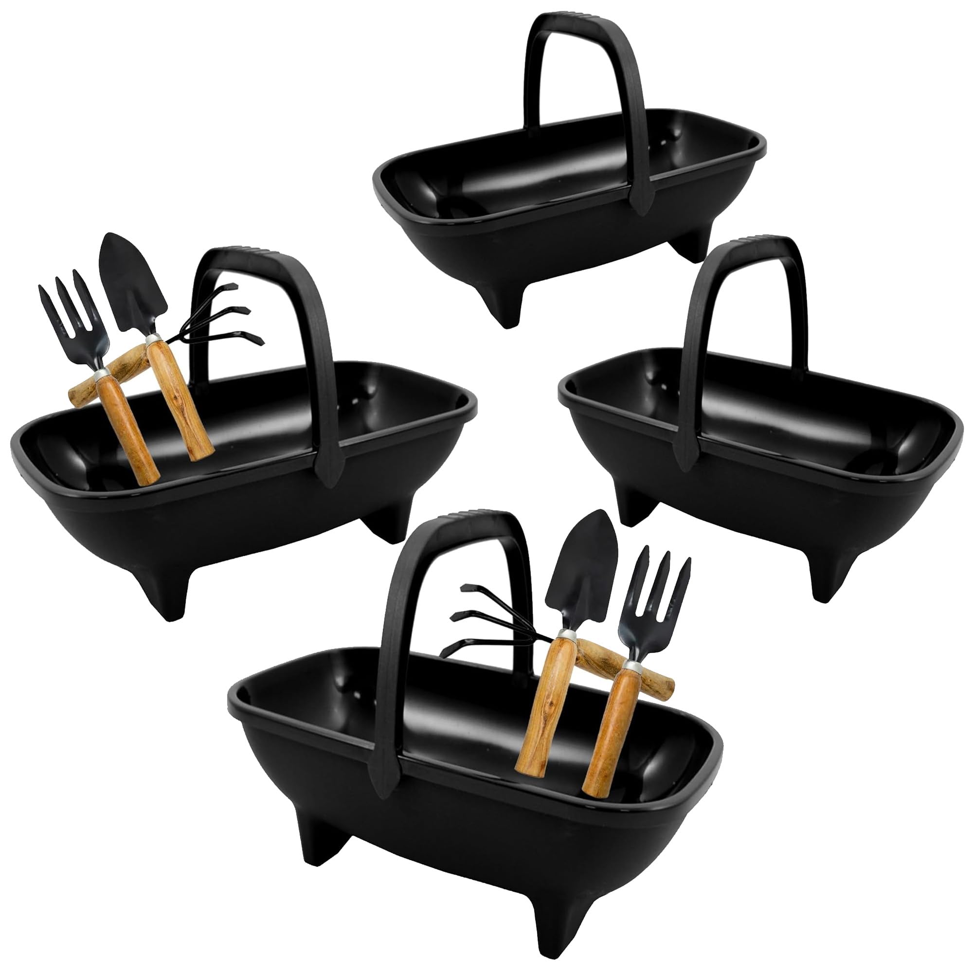 STAR SUPPLIES Multipurpose Small Black Plastic 53cm Garden Trug For Transporting Gardening Tools With Handle (2)