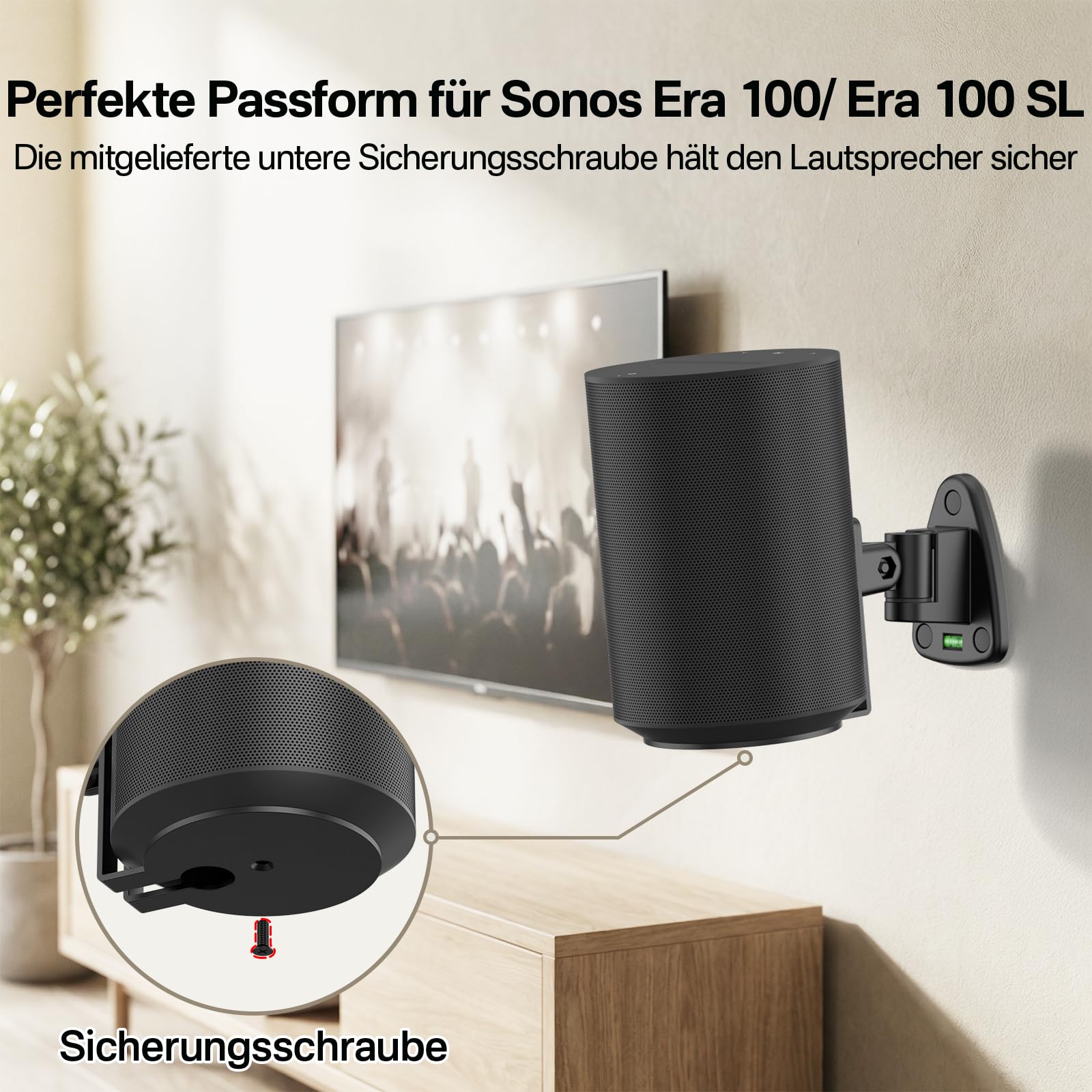 Supporto per altoparlanti Sonos Era 100 da parete, supporto per altoparlanti inclinabile e orientabile per supporto Sonos Era 100, resistente supporto da parete per altoparlanti fino a 10 kg, coppia