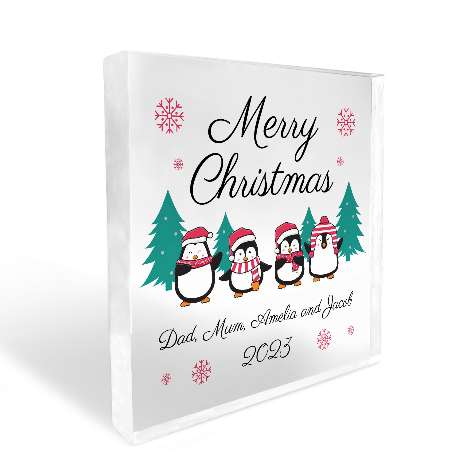Red Ocean Merry Christmas Decoration Personalised Christmas Ornament For Family Mum Dad Couple Friend Gift