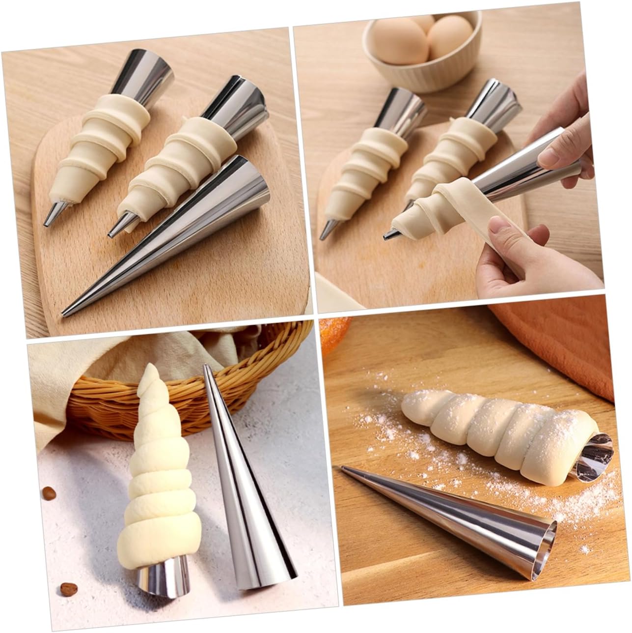 10pcs Stainless Steel Croissant Molds Cone-Shaped Horn Forms for Baking Tubular Cream Horn Mold Set for Pastries and Croissants for Home Bakers