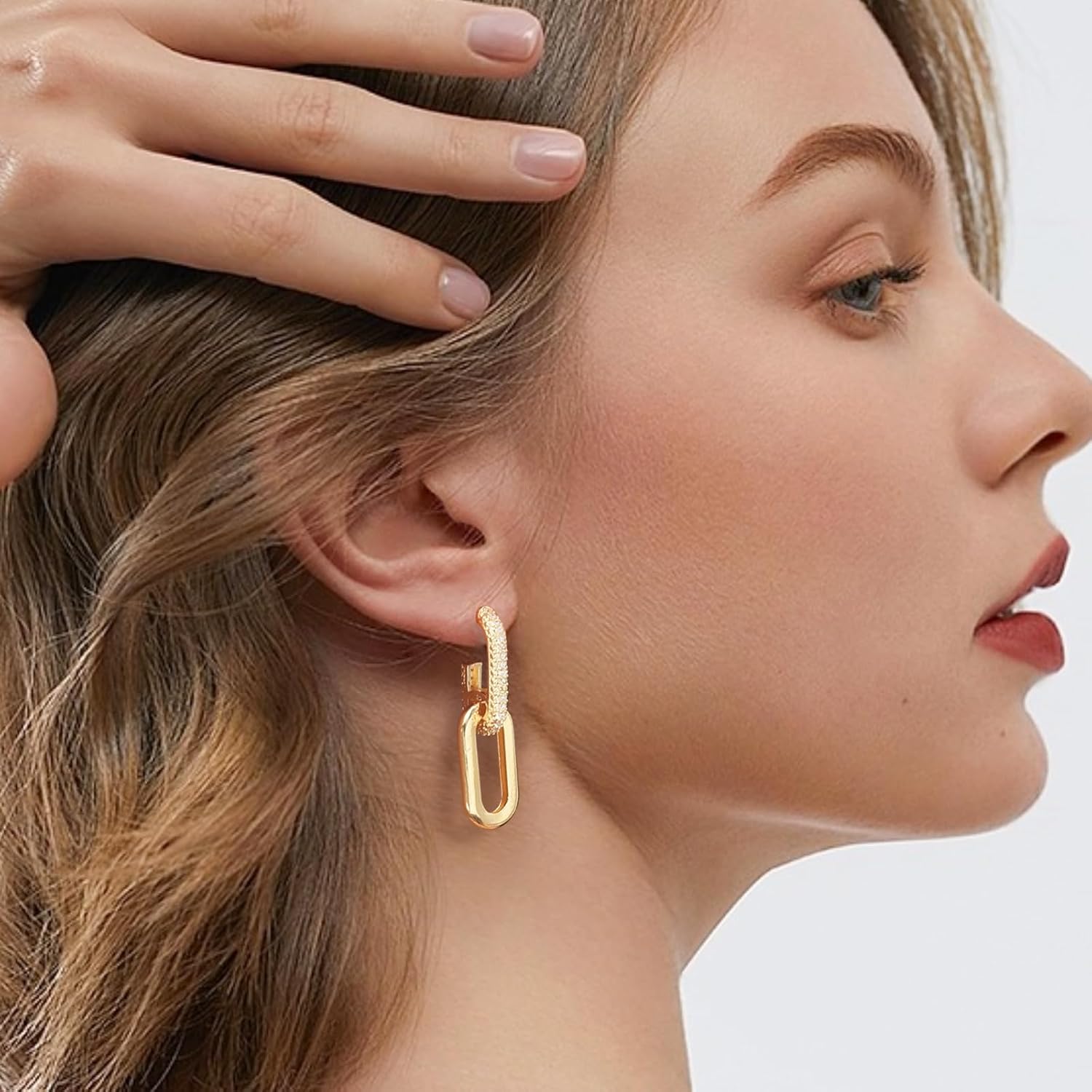 Chain Link Earrings for Women Paperclip Earrings Gold Earrings for Women Trendy Paperclip Square Chain Dangle Hoops Earrings Jewelry Gifts - Image 4