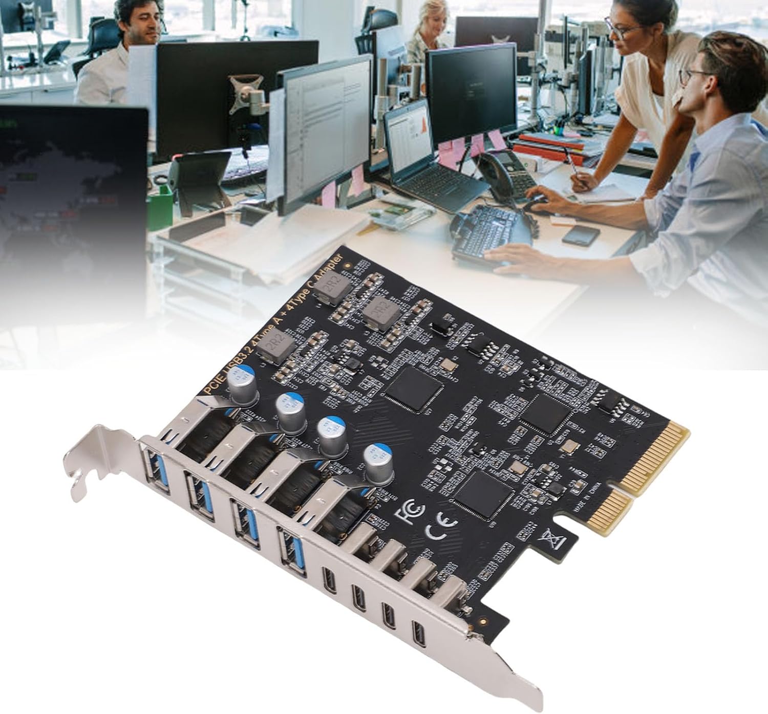 Bewinner PCIe to USB 3.2 Gen 2 Card 8 Port, 4X Type C 4X Type A 10Gbps Expansion Card, for Win for Linux for OS X Desktop PC, Internal USB C Hub with ASM3142 Controller