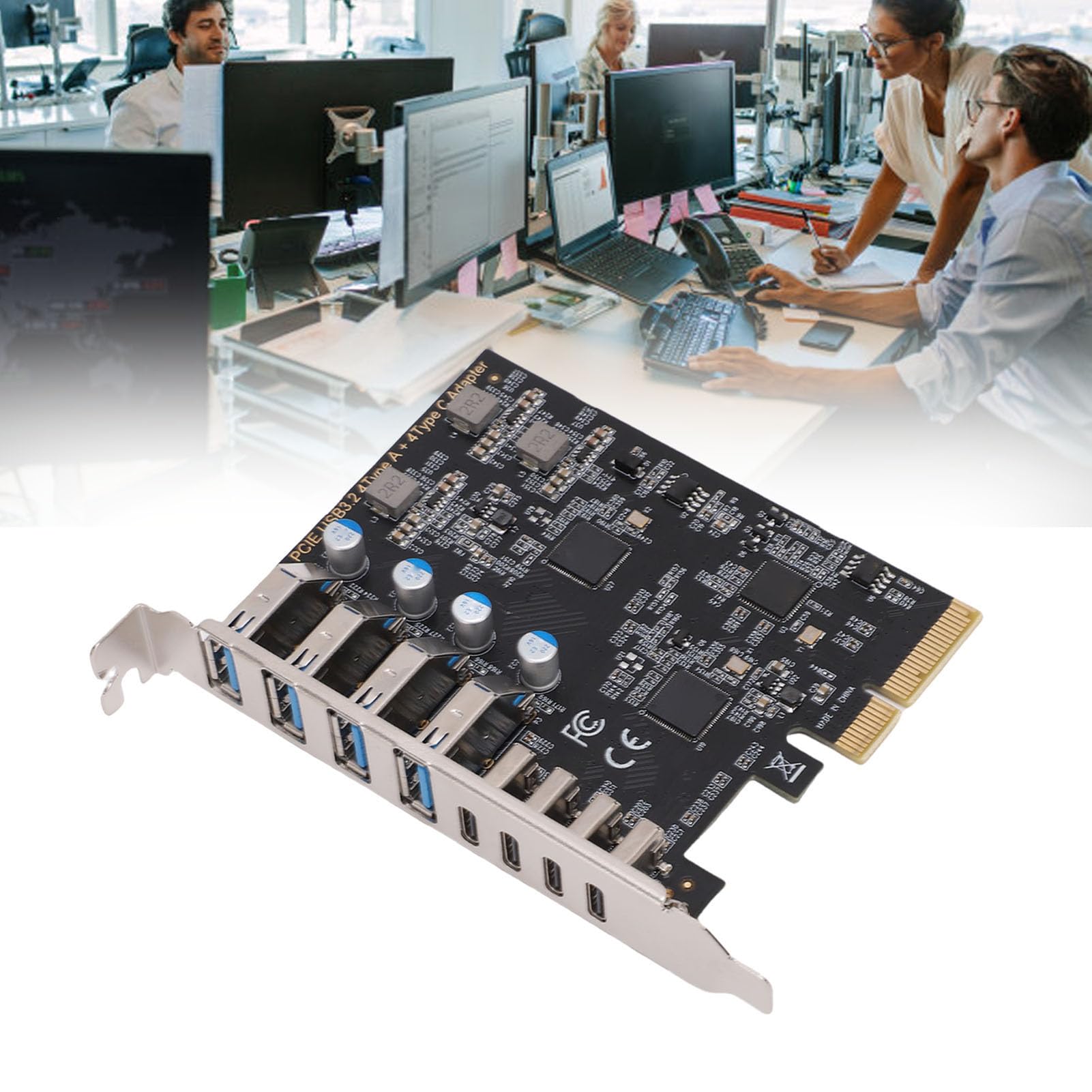 GOWENIC PCIE A USB 3.2 Scheda di Espansione Gen 2 con Larghezza di Banda da 10 Gbps, Scheda PCI Express con 4 Porte di Tipo A 4 di Tipo A, Hub Porta Interno per PC Desktop