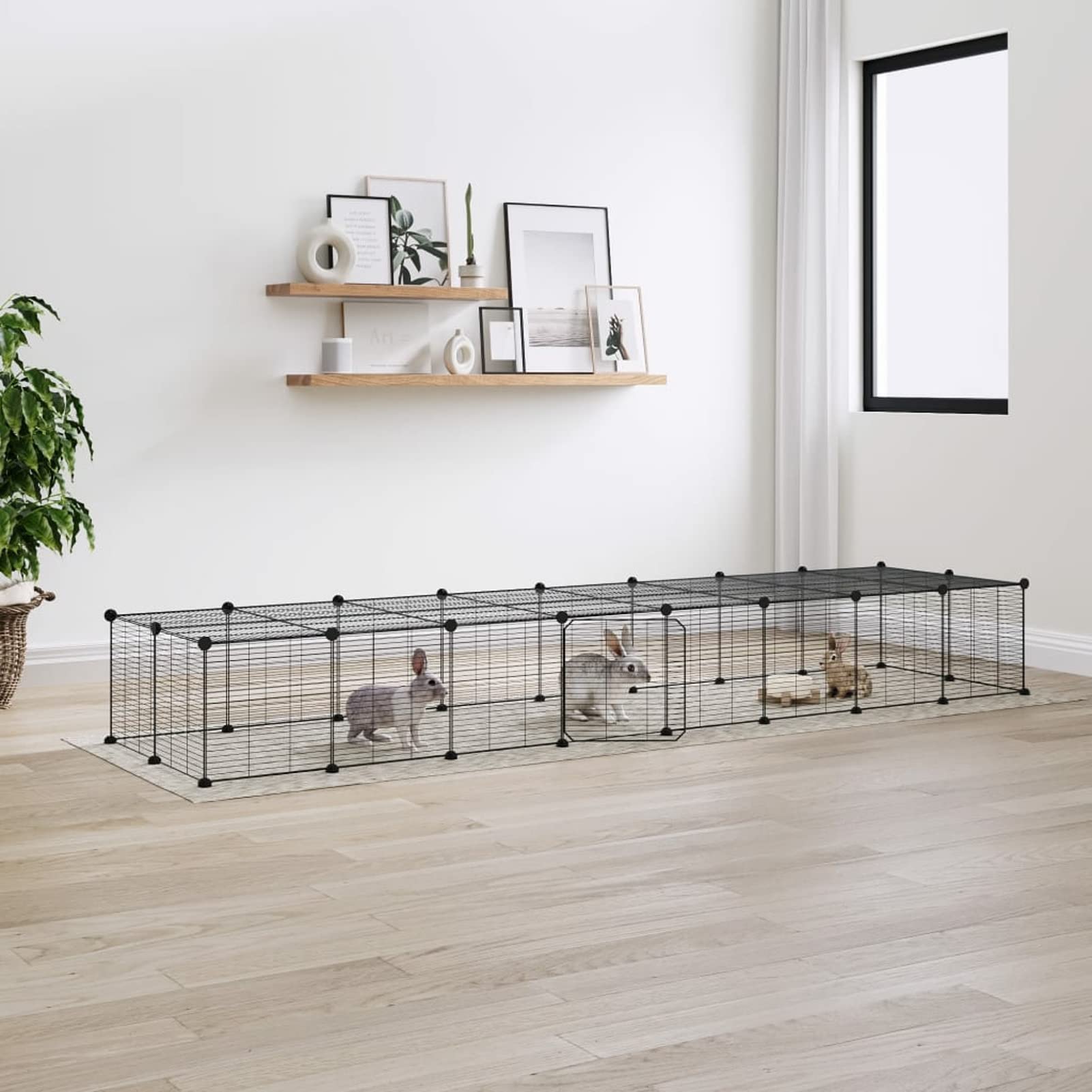 Jaula para Mascotas de 36 Paneles Puerta, Jaula Cobaya, Jaulas para Conejos, Valla para Mascotas, Recinto para Conejos, Parque para Conejos, Cosas para Conejos, Acero Negro 35x35 cm