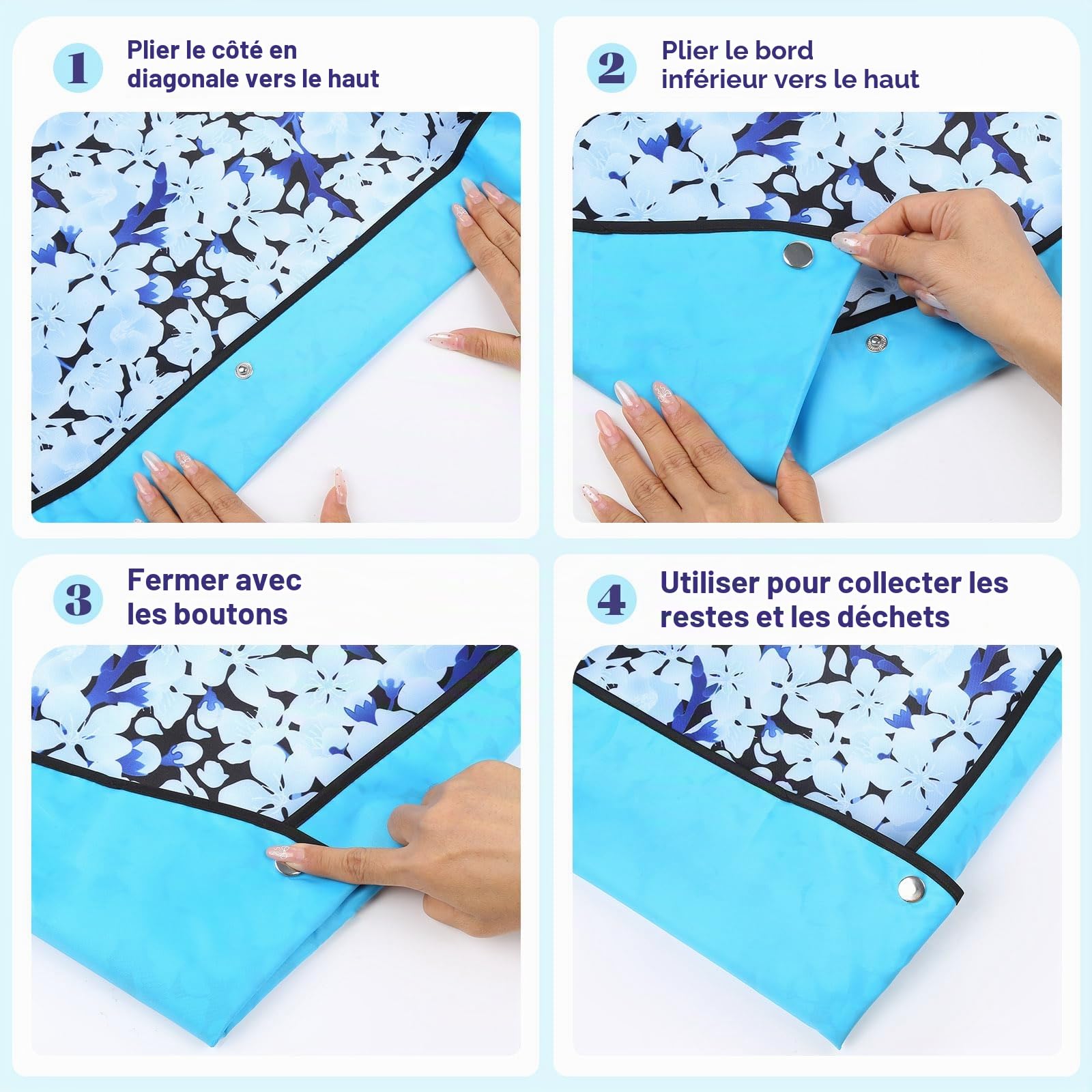 Lot de 3 Bavoirs Pour Adultes Avec Bac Récupérateur, Protection Des Vêtements Avec Fermeture Velcro, Imperméable, Pour Femmes, Personnes Âgées Et Patients