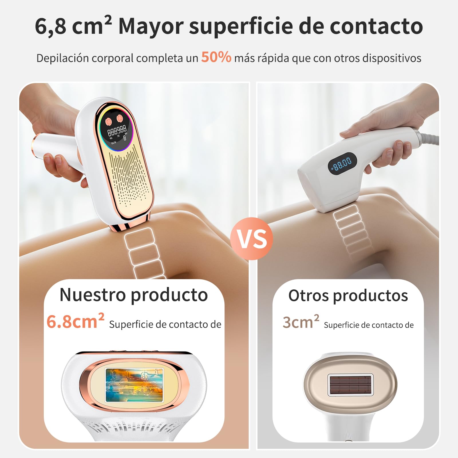 NIKYJM Depiladora Laser IPL 6,8cm² Gran calibre, Innovadora Función 3 en 1, 9 Niveles de Energía, Depiladora Luz Pulsada para Bikini, Axilas, Cara, Cuerpo