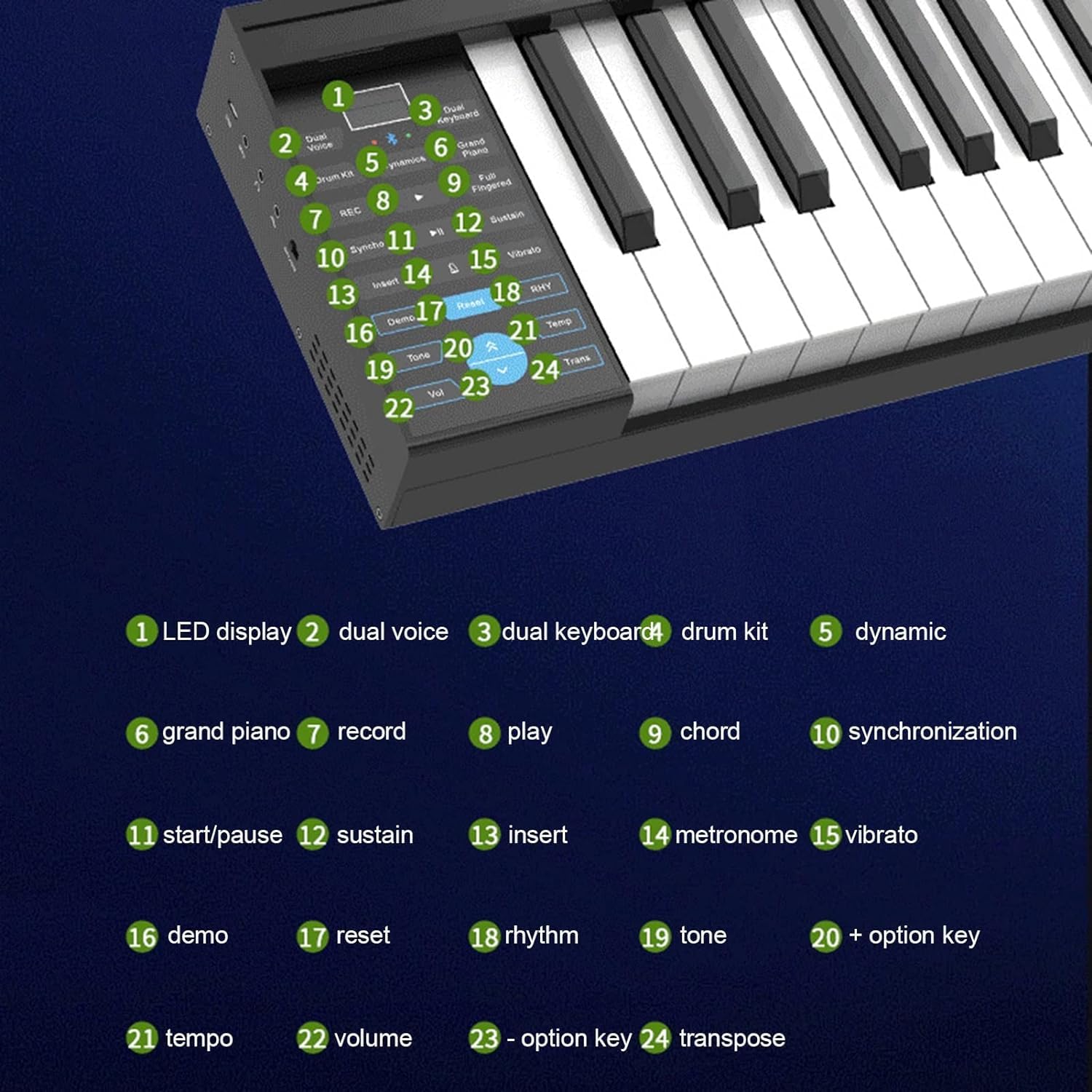Pianoforte digitale portatile a 61 tasti con Bluetooth MIDI - Doppio altoparlante integrato e pedale Sustain per adulti, bambini e principianti