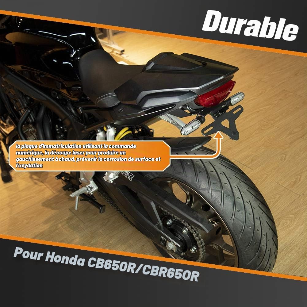 Moto CB650R CBR650R Support de Plaque d'immatriculation Support Tail Tidy Fender Eliminator Kit avec lumière LED pour CB 650 R CB 650R CBR 650 R CBR 650R Accessoires 2019 2020 19-20