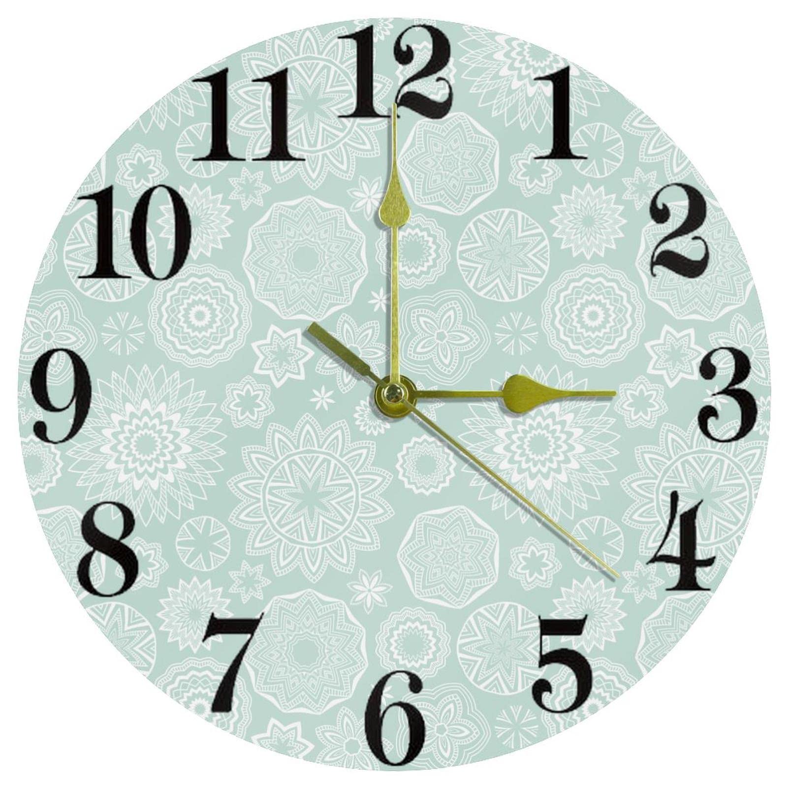 Horloge murale silencieuse vintage fleurie 25 cm à pile pour bureau et école