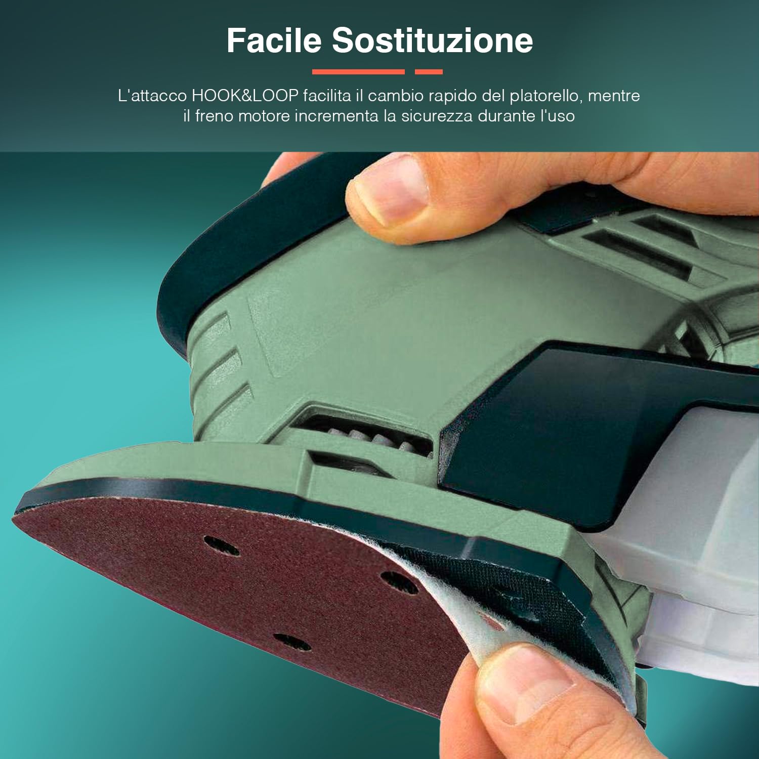 Levigatrice Orbitale di Precisione 20V - Levigatrice Palmare a senza Fili, con Platorello Triangolare 135mm, Motore Bipolare, Batteria non Inclusa