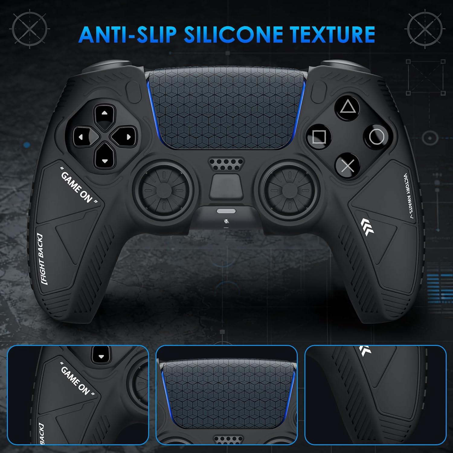 Anti-Slip PS5 Controller Skin,Silicone Soft Protective Cover Grip Case Set,Controller Accessories with 4 Thumb Grip Caps and 4 Sticker,2 Packs - Image 3