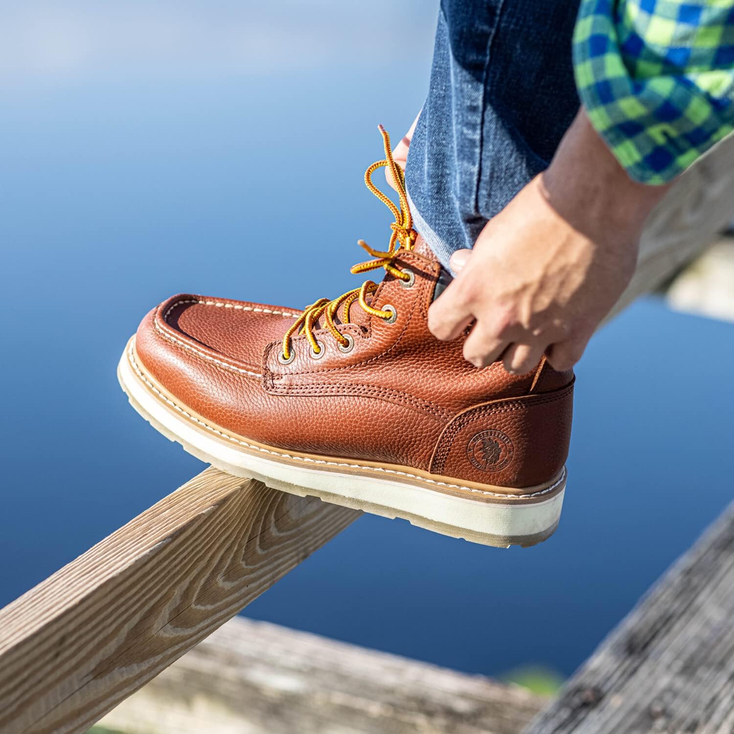 ROCKROOSTER Walker Work Boots for Men, 6" Soft Toe Comfortable Boot, Wedge Sole, Arch Support Anti-Fatigue Boots, Leather Insulated Safety Boot, Electric Hazard AP360 - Image 6