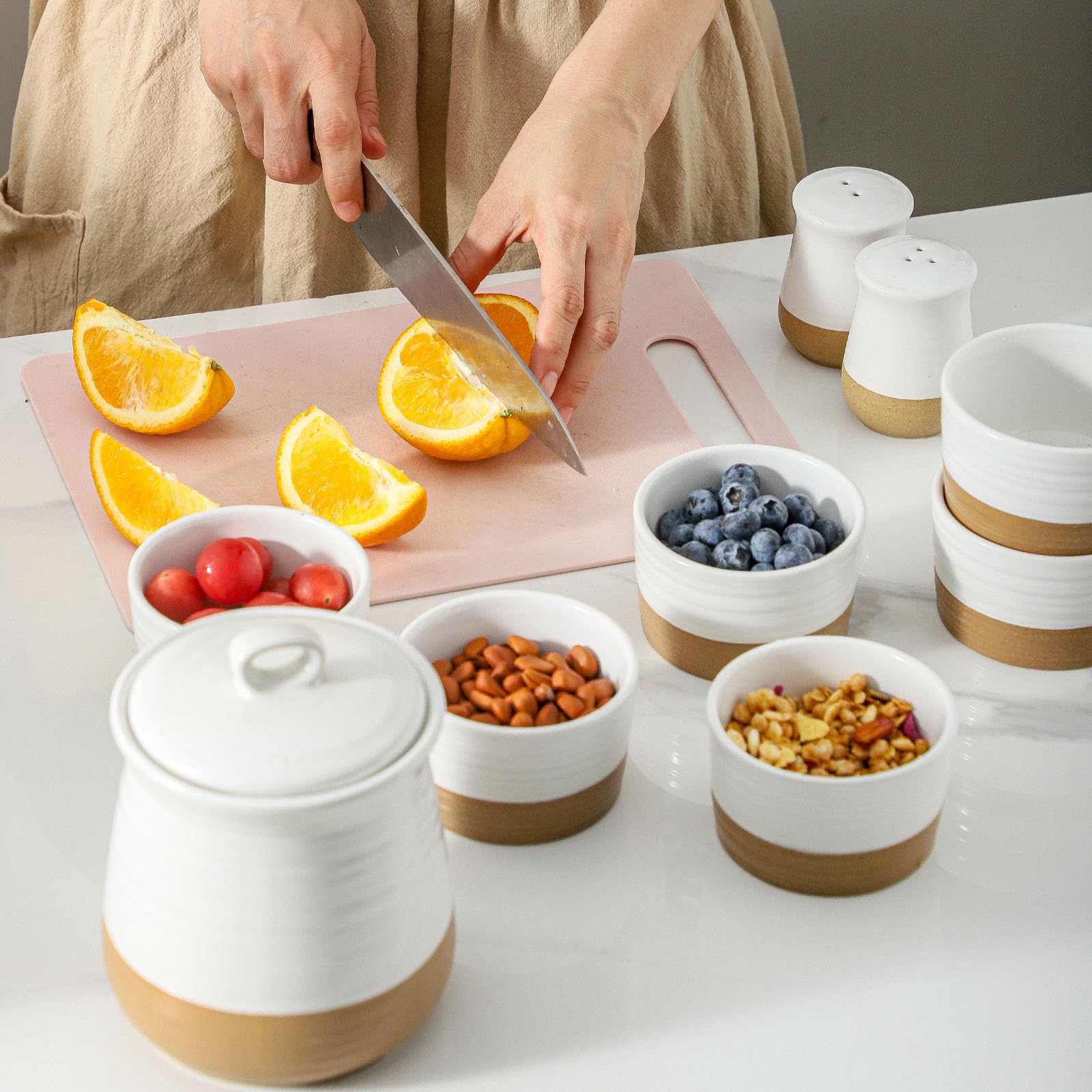 Auflaufförmchen für Creme Brulee ofenfest, Keramik-Souffle-Tassen, 237 ml, kleine Dip-Saucenbecher für Wurstwaren, Dessert, Dip-Sauce, Pudding und Pudding, mikrowellen- und ofenfest, Patchwork-Weiß