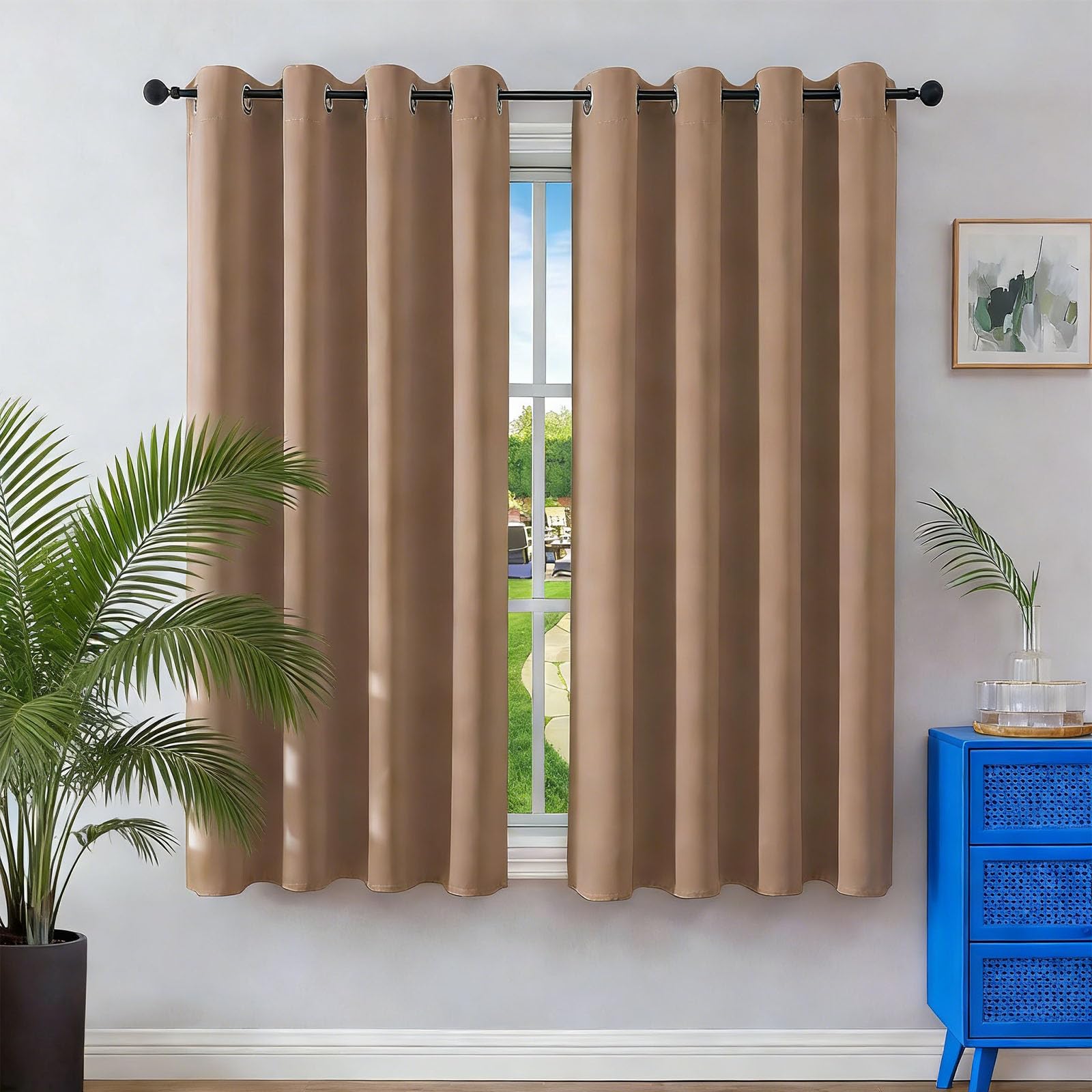 Rideau occultant brun au design moderne avec isolation thermique