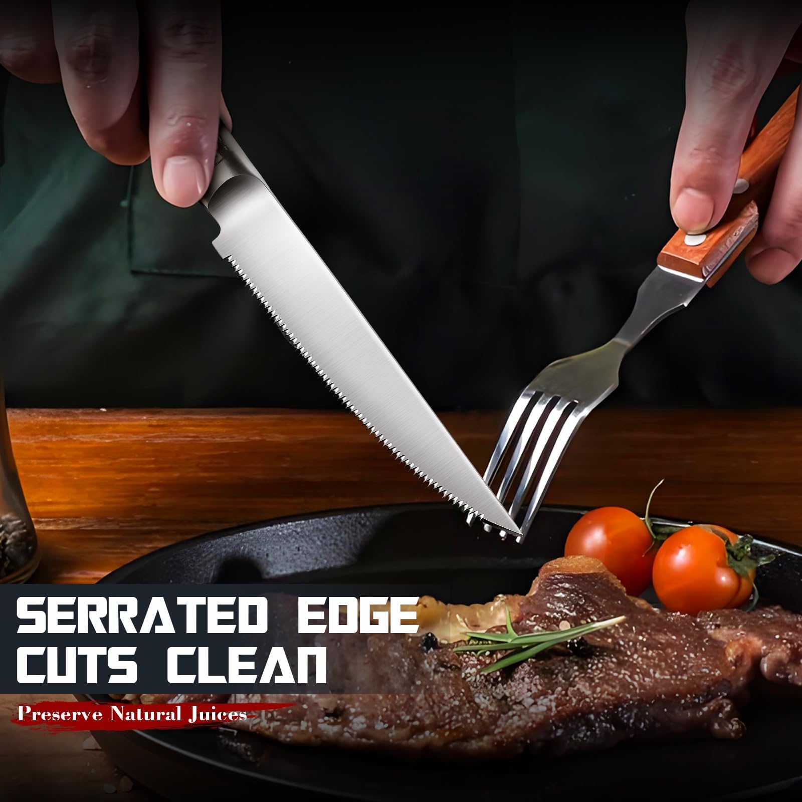 DRAGON RIOT Steakmesser Set 6-teiliges Steakbesteck mit Sägezahnklingen aus japanischem Edelstahl, spülmaschinengeeignet inklusive Aufbewahrungsbox