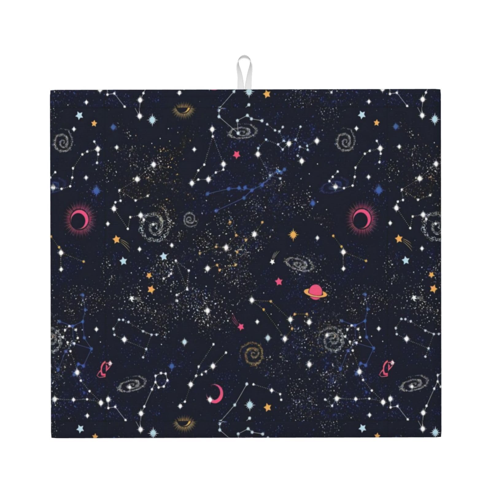 YYHWHJDE Constellation Star Clusters Galaxies Prints Kitchen Drying Mat - Absorbent Dish Drying Throw with Vibrant Prints, Quick-Dry Countertop Layer for Dishes & Appliances - Non-Slip & Foldable
