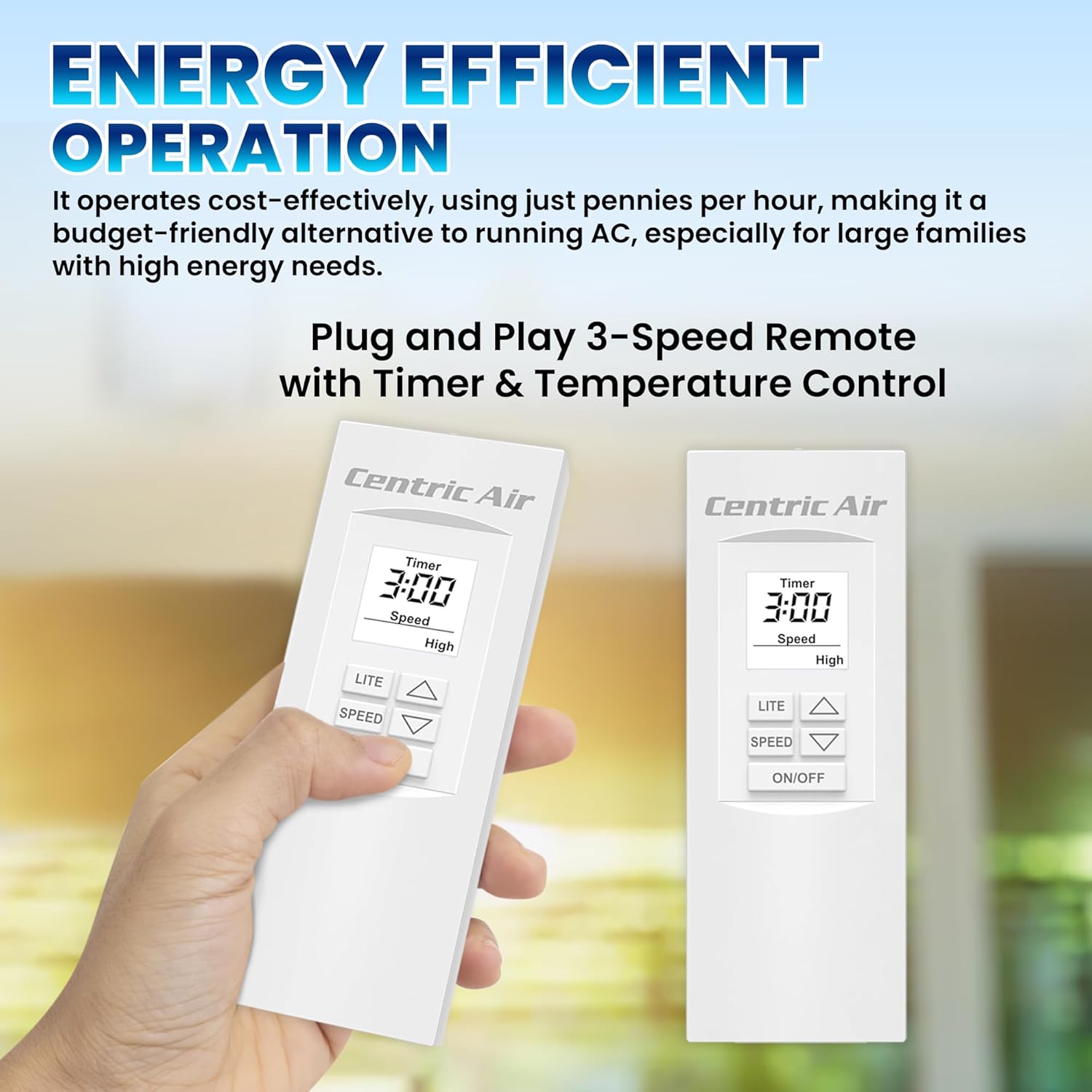QA-Deluxe 4800 ECM Energy Efficient Whole House Fan | Plug & Play, 3-Speed Remote with Temperature & Timer | Removable Grille | 10-Year Warranty | Up to 2800 sq ft (2-Story) & 1900 sq ft (1-Story)