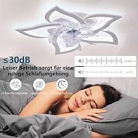 MiiR LED Mennyezeti Ventilátor Világítással - 69 cm Virág Alakú Lámpa, 5 Fényforrás, Távirányítóval és Applikációval, Fényerőszabályozható,  6