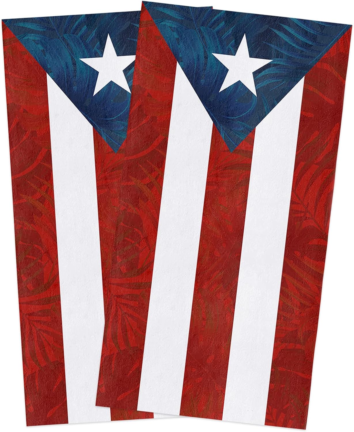 Puerto Rico Flag Kitchen Dish Towels Set of 3, Soft Lightweight Microfiber Absorbent Hand Towel Stripe Tea Towel for Kitchen Bathroom 18x28in