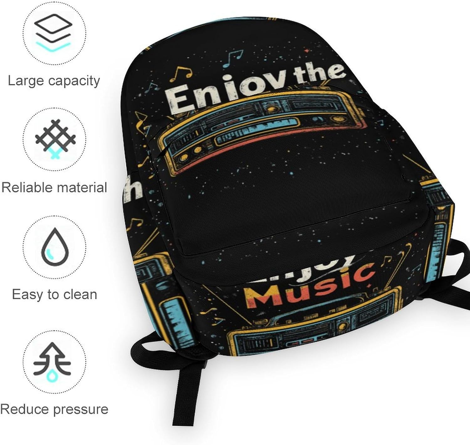 Enjoy The Music Casual Backpack Daypack 16.5 Inch Fashion Double Shoulder Bag for Women