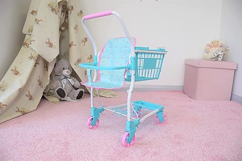 Miniatura 7 de KOOKAMUNGA KIDS Carrito de compras de juguete con cesta de mano extraíble  Carrito de comestibles realista 2 en 1 para niños con soporte de asiento
