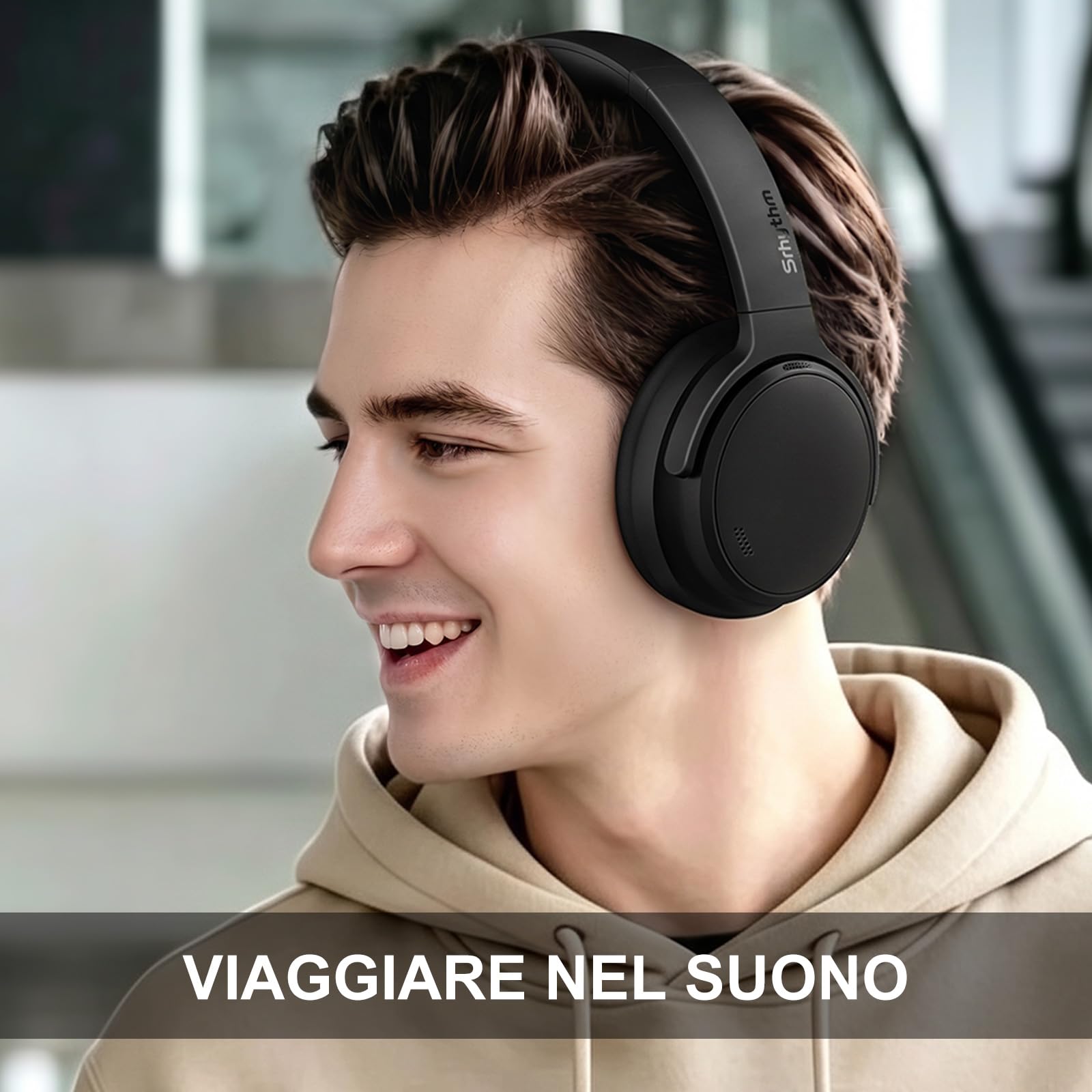 Srhythm NiceComfort 35 (2a generazione) Cuffie ibride con cancellazione del rumore, Bluetooth 6.0 wireless, 5 microfoni con ENC, trasparenza, audio spaziale, 140 ore di riproduzione, bassa latenza, EQ