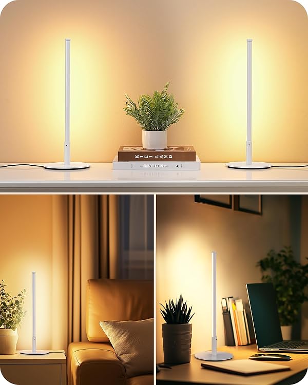 EDISHINE LED Table Lamp, Dimmable Bedside Lamp, 3 Color Temperature, Power Cord Touch Switch Desk Lamp, Upgraded Minimal Nightstand Lamp for Bedroom, Living Room, Gift, Metal Finish, Eye Caring, White by EDISHINE - Image 7