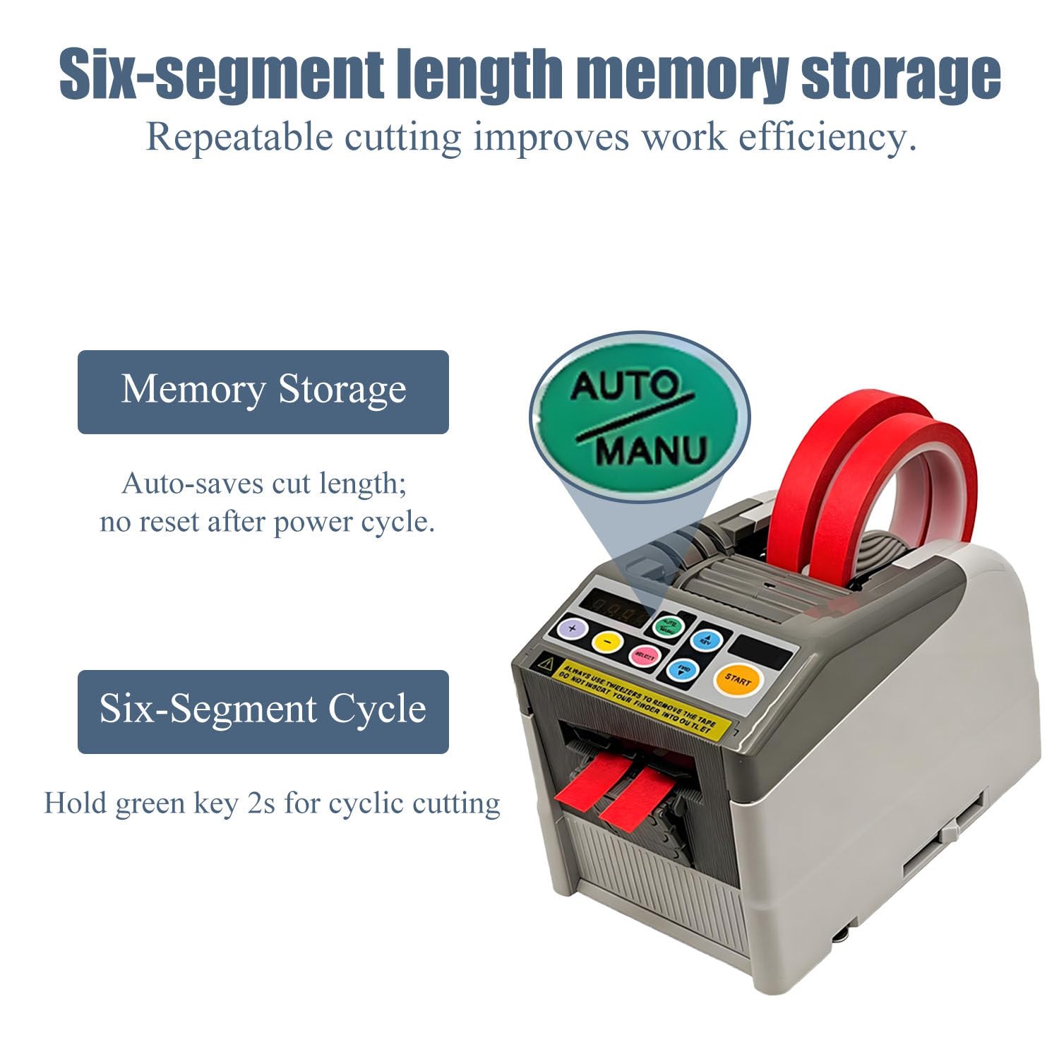 Dispenser Automatico di Nastro Adesivo,taglierina programmabile 6-999 mm Silicone | Lunghezza digitale preimpostata con memoria.Larghezza massima 60 mm.Ideale per imballaggio in magazzino e ufficio postale