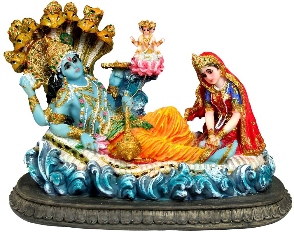 Ranganatha Vishnu Laxmi Brahma Narayana 5" Statue Figurine Lakshmi Idol Golu Doll