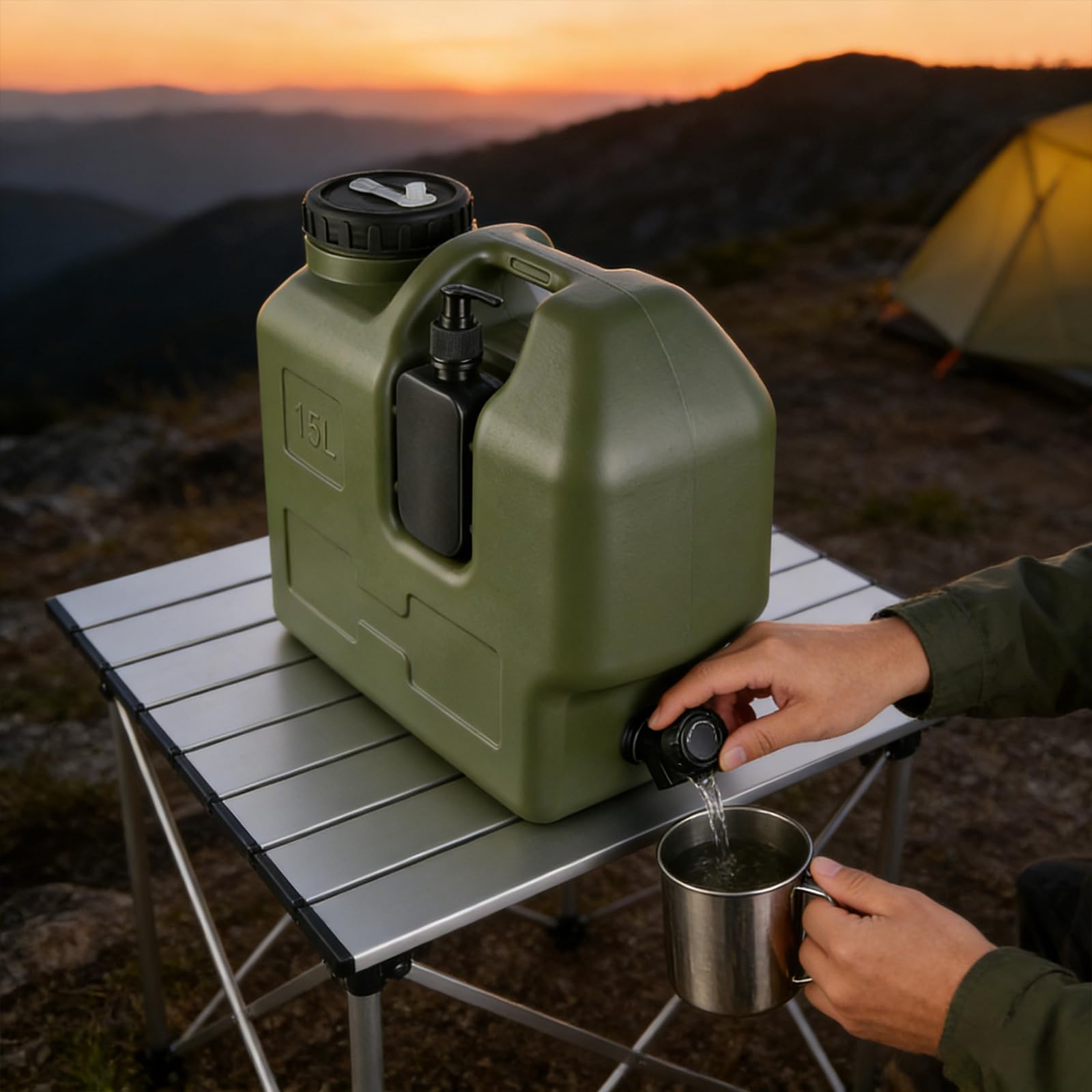 Bidon Eau avec Robinet, Réservoir Eau Potable Jerrican Alimentaire HDPE sans BPA pour Camping Randonnée