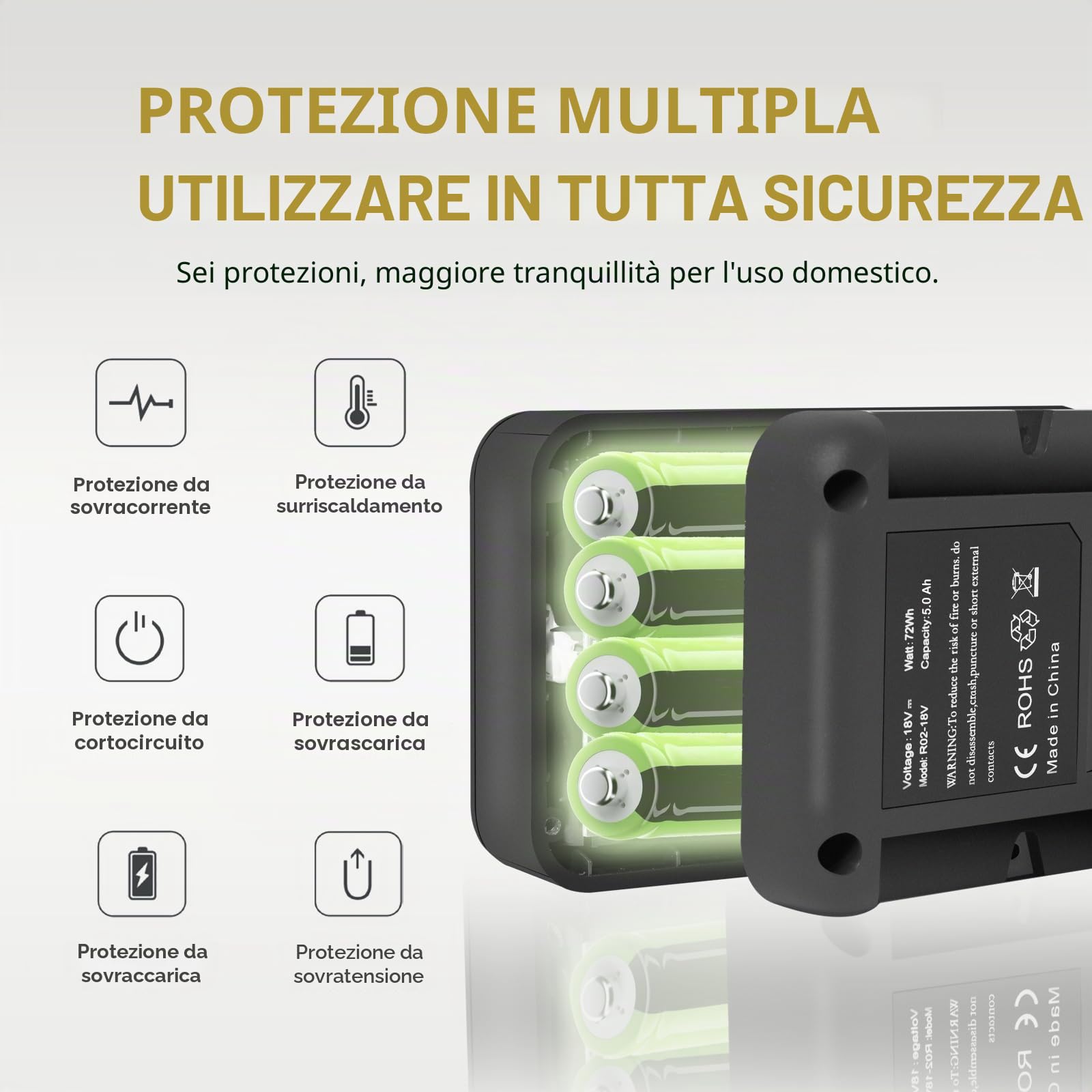 5.0Ah per batteria Kärcher compatibile con Starter Kit 18V Batteria agli ioni di litio 18/50 per tutti i dispositivi della piattaforma 18V Battery Power (nero)