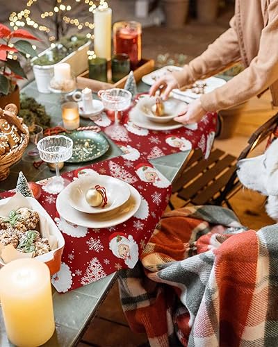 Miniatura 2 de Juego de 6 manteles individuales rojos de Navidad, diseño de árbol de Navidad de Papá Noel, resistentes al calor, lavables, manteles individuales de