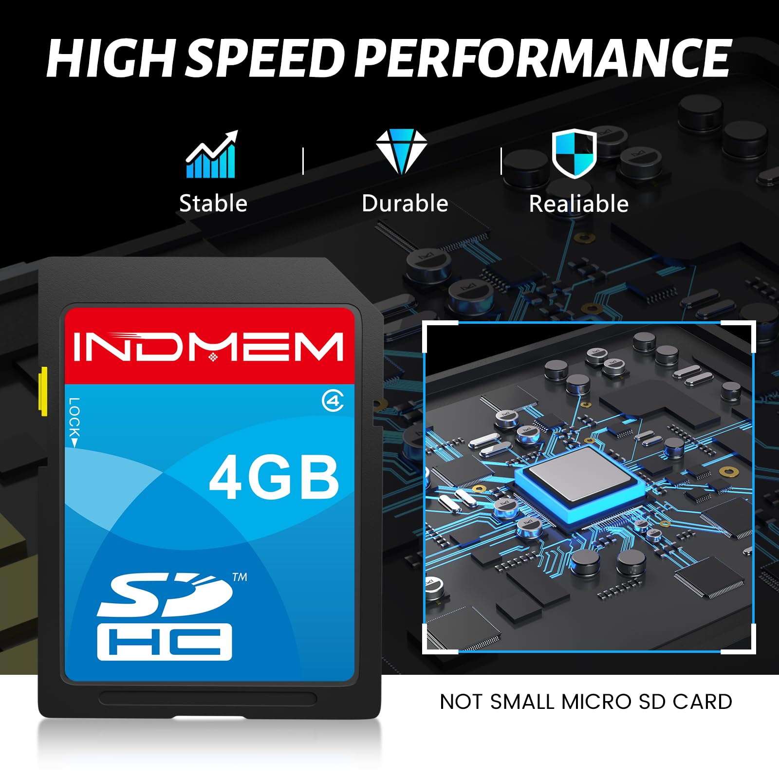 Tarjeta SD de 4 GB, paquete de 8 tarjetas de memoria flash MLC, grabación de video Full HD de alta velocidad, tarjetas digitales seguras para cámara, cámara de acción, videocámara, teléfono