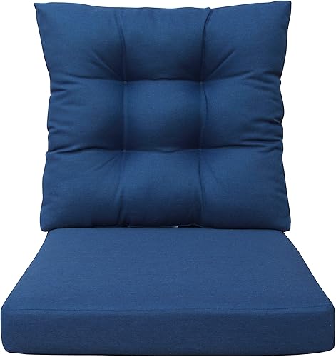 COZPLEN Silla de asiento profundo para patio, 1 almohada copetuda y 1 cojín de asiento, 24 x 24 pulgadas, azul marino