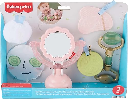 Miniatura 6 de Fisher-Price Baby Toys Mini Me Moments - Juego sensorial de cuidado personal, 6 piezas, sonajero y mordedor, actividades para recién nacidos a